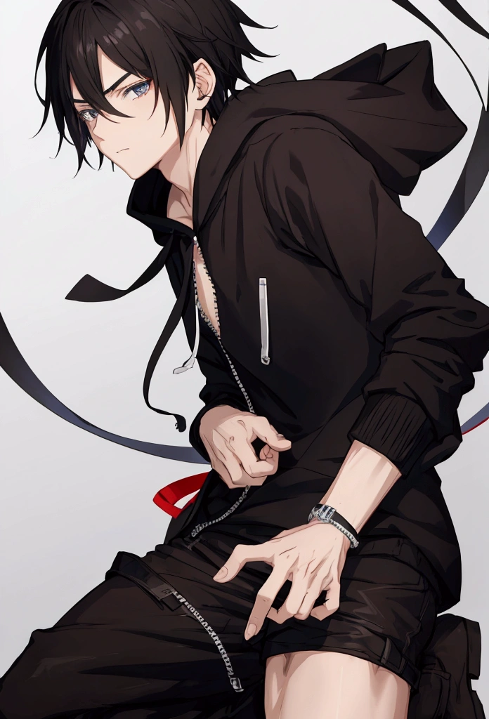 anime boy with a black hoodie