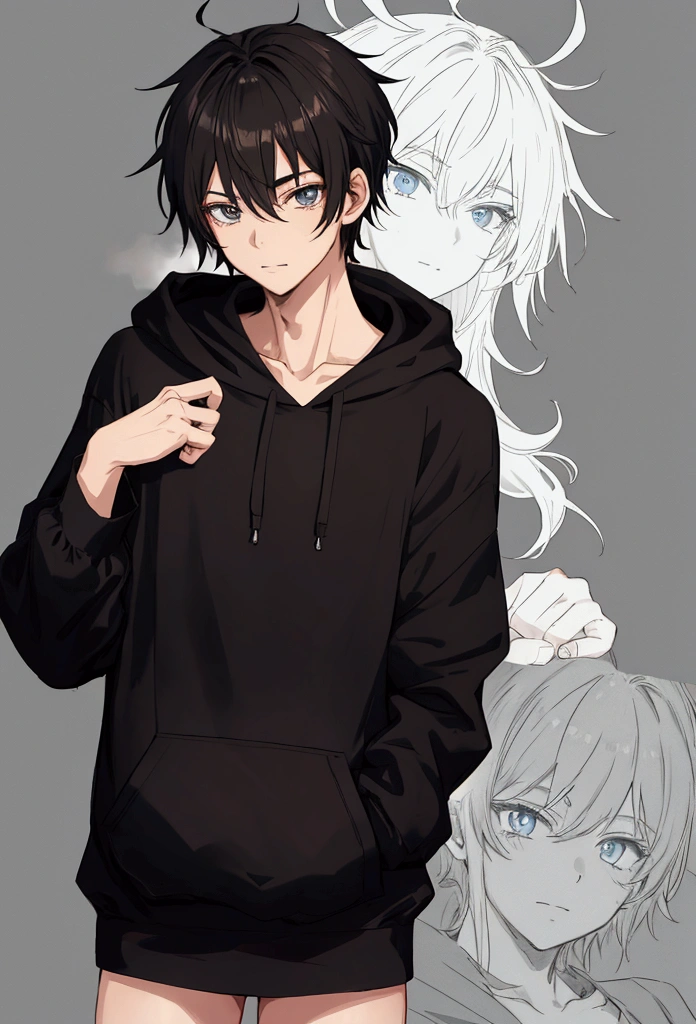 anime boy with a black hoodie