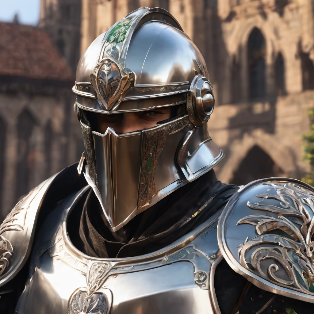 a close up of a metal armor with a helmet on, realistic armor, render of heavy fantasy armor, shiny silver metal armor, detailed silver armor, silver metal armor, detailed fantasy armor, polished steel armor, armor made of steel, highly detailed armor, metal armor, knight armor, knights armor, ornate steel armour, medieval armor, angular metal armor, shiny metal armor
