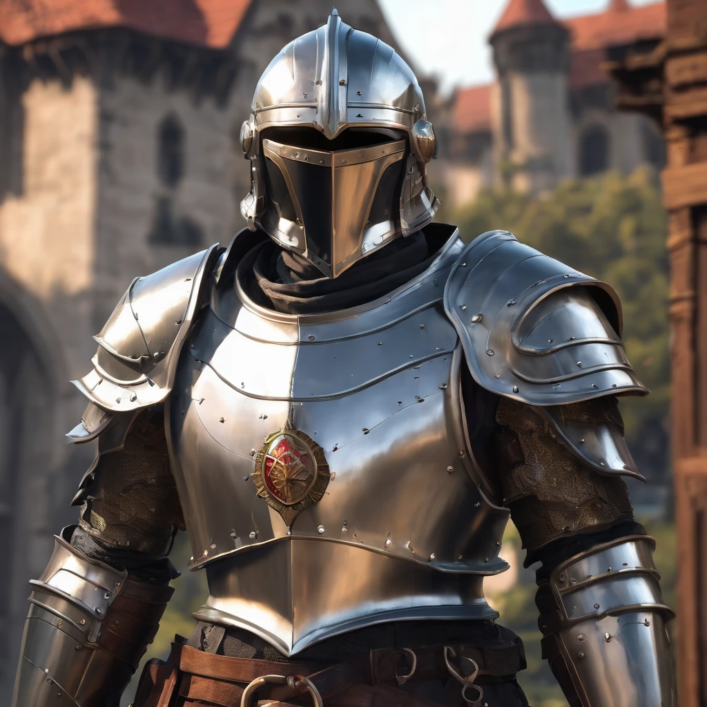 a close up of a metal armor with a helmet on, realistic armor, render of heavy fantasy armor, shiny silver metal armor, detailed silver armor, silver metal armor, detailed fantasy armor, polished steel armor, armor made of steel, highly detailed armor, metal armor, knight armor, knights armor, ornate steel armour, medieval armor, angular metal armor, shiny metal armor
