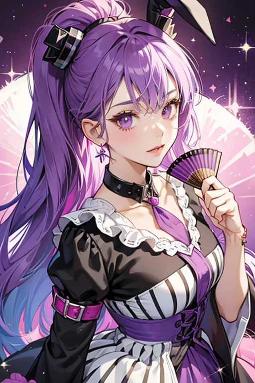 A succubus, who wears a white suit and has a violet on his head, smiling near a school closet