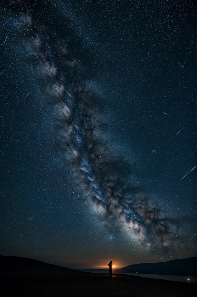 creates an image of comfort and hope.A warm hug under a starry sky