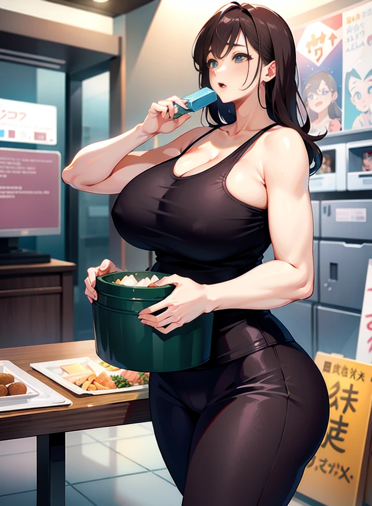 A MILF、Beautie、takeout、ultra gigantic 、Hyper-obese body、Tight-fitting tank top、Overfeeding