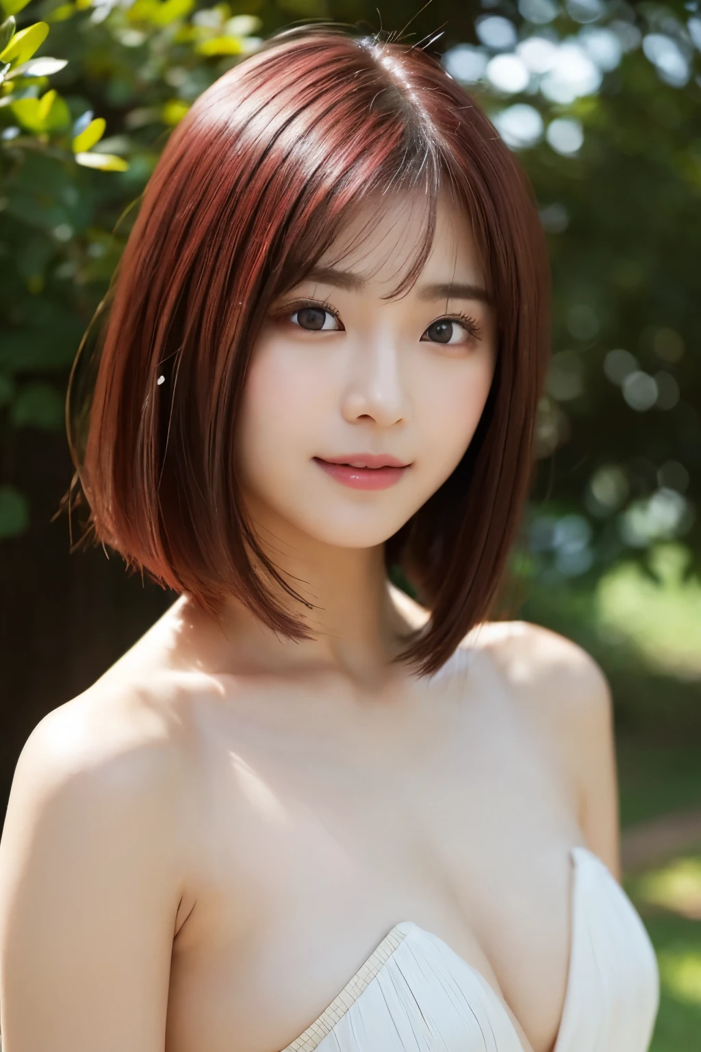 One Girl, (Naked Women:1.4), ((No underwear:1.4))、((Beautiful girl pushed down:1.3))、Beautiful Japanese actresses,((A beautiful face with precision:1.3))、((Face with bright make-up:1.4))、(RAW Photos, Highest quality), (Realistic, Realistic:1.4), (Tabletop), ((Bob cut with dyed red hair:1.4))
Very delicate and beautiful, Very detailed, 2k wallpaper, wonderful, In detail, Very detailed CG Unity 8K 壁紙, Very detailedな, High resolution, 
Soft Light, Beautiful detailed girl, Very detailed目と顔, Beautiful and detailed nose, Beautiful attention to detail, Cinema Lighting, 
Midsummer highland scenery, Sunshine is shining, Green tree々, The sunlight is very bright,
Perfect Anatomy, Slender body, small, short hair, smile