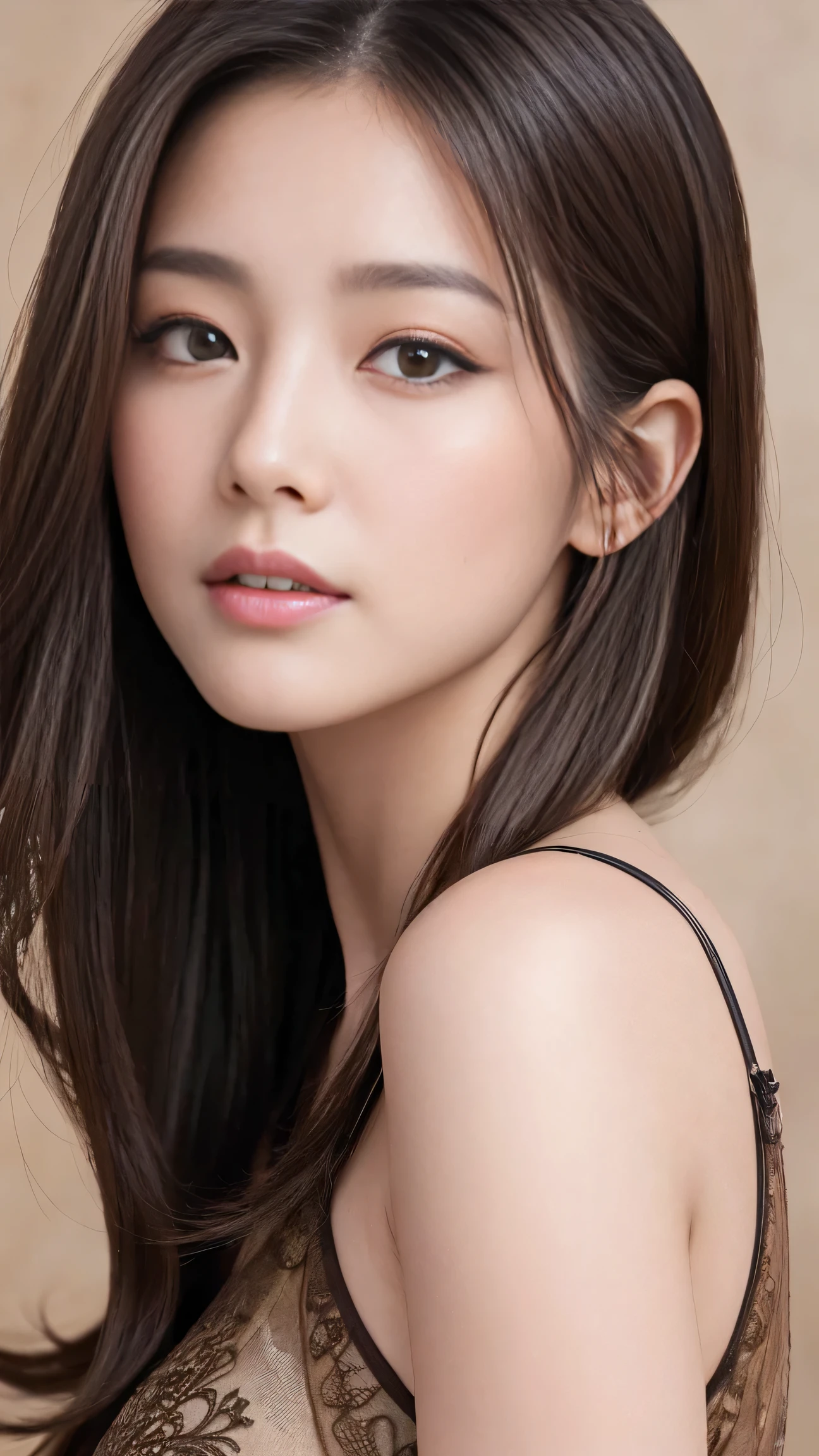Dark brown hair、Light brown eyes、Japanese actress face、 Lady、face of about 25 years old.、(Intricate details:1.2)、(Highest quality:1.4)、 (Ultra-high resolution:1.2)、Ultra-high resolution、(fine grain)、(Detailed facial features)、Hmph、8K resolution、D cup size breasts、、Turn your ass towards me、I'I am wearing a long skirt.、Hair length、Dubai night view、Dubai night view can be seen in the background、While watching the wonderful night view、Remember, Beautiful night view、Setup Fashion、