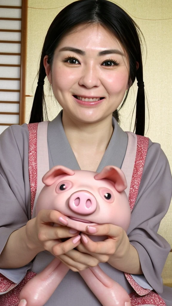Japanese woman looks like a pig, has a large face, protruding eyes, and a small mouth.