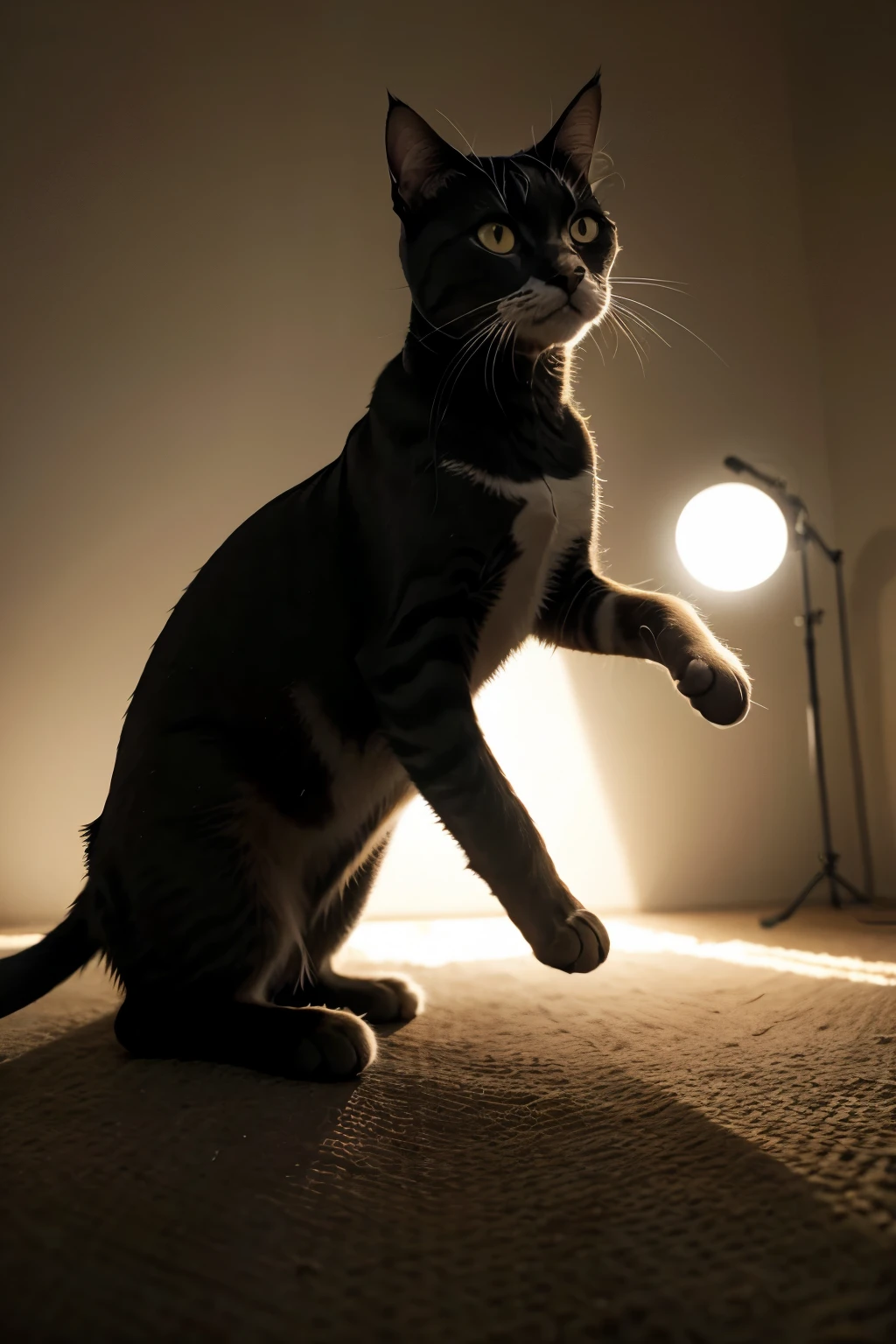 cat playing ball, Minimalism, cinematic lighting, masterpiece