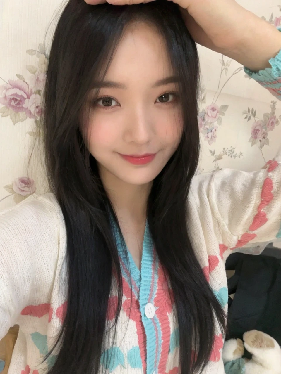 (realistic, high resolution:1.3), 1 girl with the perfect body,full body ,Very detailed face and eyes,long hair ,White shirt decorated with floral embroidery, black lace coat, short jean skirt, big girl,Revealing the cleavage,