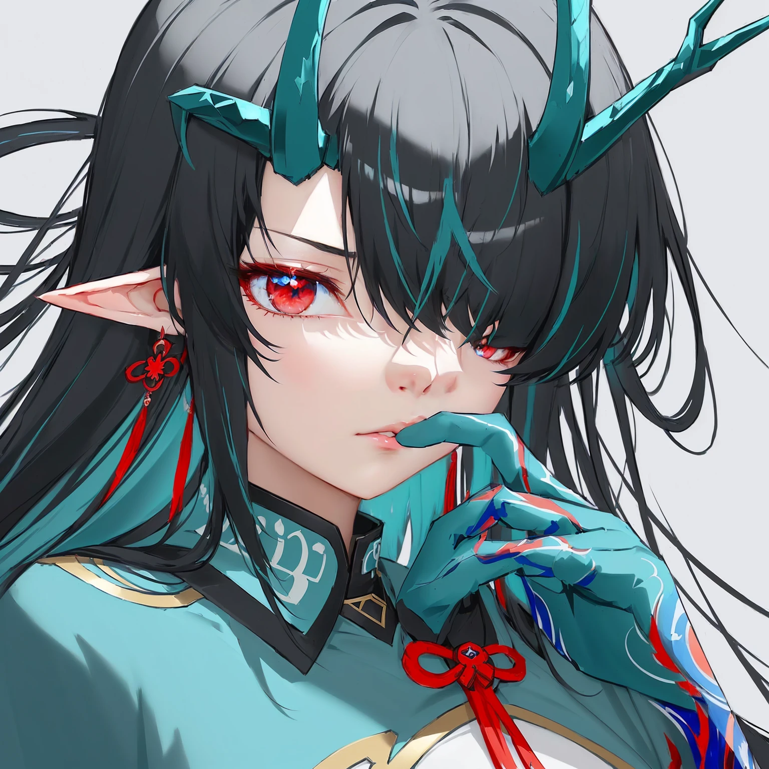 anime girl with horns and blue eyes with red eyes, detailed digital anime art, onmyoji portrait, clean detailed anime art, keqing from genshin impact, detailed anime art, detailed anime character art, digital anime illustration, demon anime girl, digital anime art, detailed anime artwork, painted in anime painter studio, anime illustration, digital art on pixiv