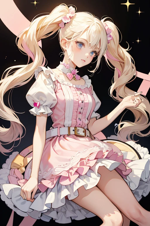 Dollop is a fair-skinned girl with fully pale pink cheeks and black button eyes. Her hair is platinum blonde with curved bangs. Her hair is styled in cupcake swirl-shaped pigtails, which are held with pink ribbons.

Dollop wears a soft pink dress with a puffy skirt and short-sleeved ruffles. Her collar and belt are pastel yellow, matching her yellow sandals with meringue decorations at the toe. SPARKLE; GLITTER
