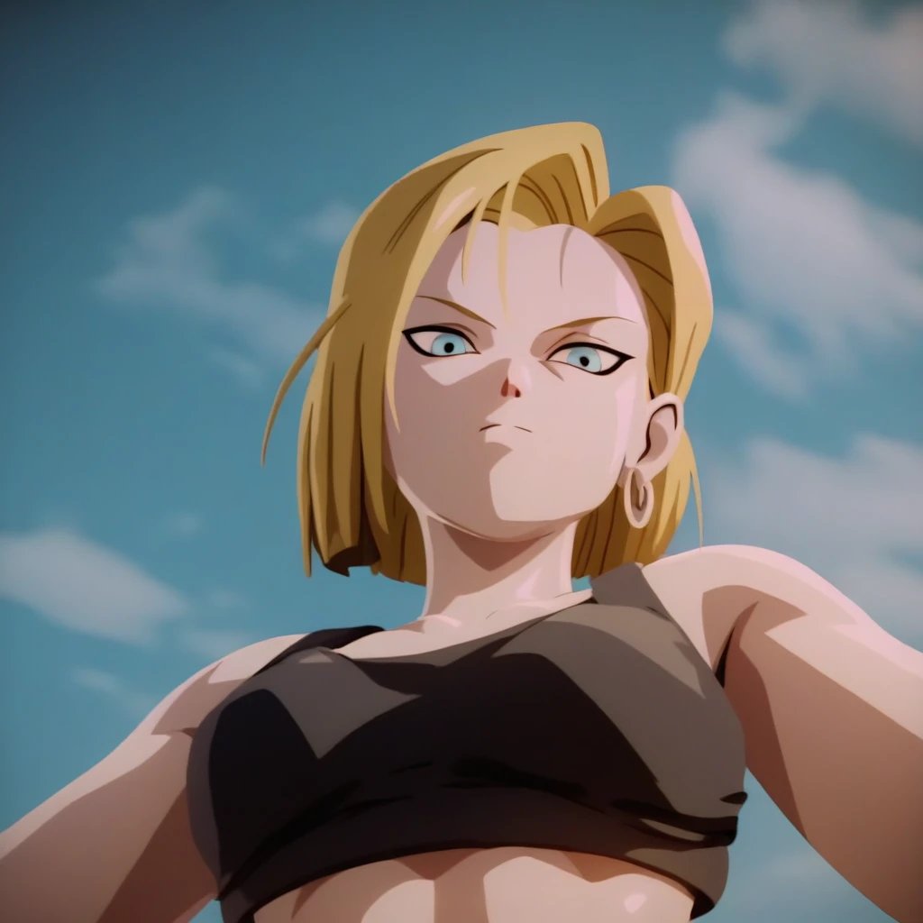 anime in mnst artstyle, (android 18):3.0, hd, 4k, high-quality in the style of akira toriyama