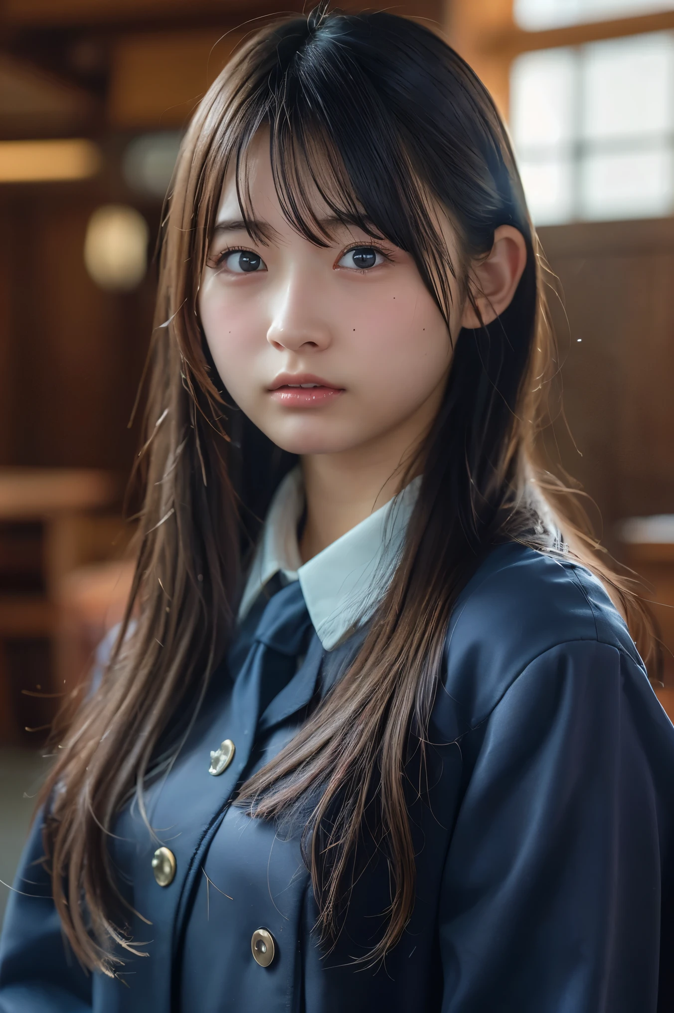 (8K, RAW Photos,Highest quality, High resolution:1.1), (Ultra-realistic:1.4),(Realistic, Realistic:1.3),The Beauty of Japan、high school student、((Upper Body:1.3))