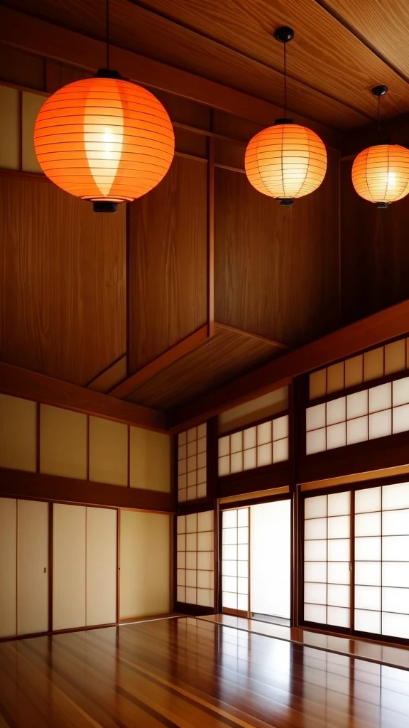 Japanese Style、Japanese style、Infinity City、Different space、Gravitational singularity、tatami、Wooden floor、dark、Infinite corridors、Here and there、Orange lantern