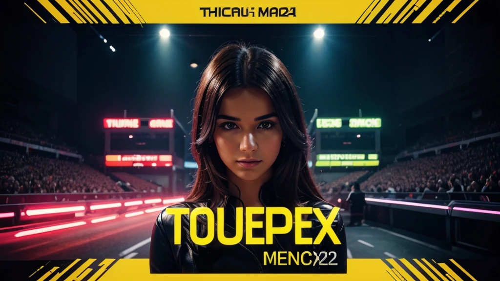 Music thumbnail "Türkçe Pop Remix 2024 24/7". The text "Türkçe Pop Remix 2024" above the photo uses a bold, eye-catching font, and the color contrasts with the background for easy readability. "24/7" Place this text in the middle or just below the main text, using a smaller font and appropriate color. and at the bottom is the "Türkçe Remix" channel logo. Neon yellow background creates a dynamic feeling. Place the microphone and speaker image in the center or one side of the image to create emphasis. Ambient lighting or bokeh effects to highlight the main image. Add motion paths or sound wave effects for added excitement. Add symbols like musical notes and records to enrich the image.