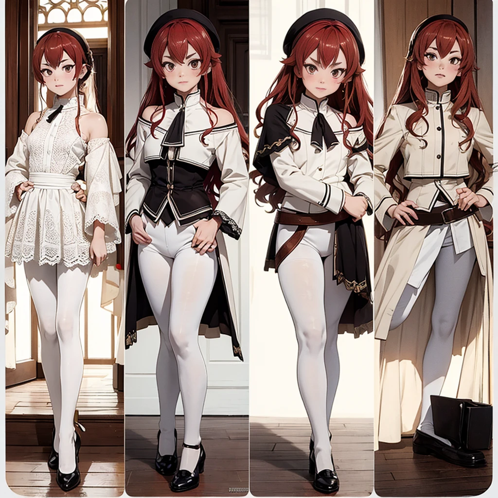 ((Masterpiece, Highest quality)), Detailed face, CharacterDesignSheet,full bodyesbian, Full of details, Multiple poses and expressions, Highly detailed, Depth, beuaty girl,Lace,lacepantyhose, High Balance, suns,Natural light,White and gold,armor