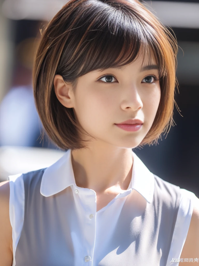 ((Highest quality、In 8K、masterpiece:1.3))、Sharp focus:1.2、Beautiful woman perfect body:1.4、Slim Abs:1.2、((Short Hair:1.2))、(trendy fashion in tokyo、shirt:1.1)、White background、Wet body:1.5、Three-dimensional texture、Detailed eyes、（Brown Hair、Black Hair:1.2)、Very shiny hair、Backward view、Hair quality improvement、Handsome short、Short-haired blonde。