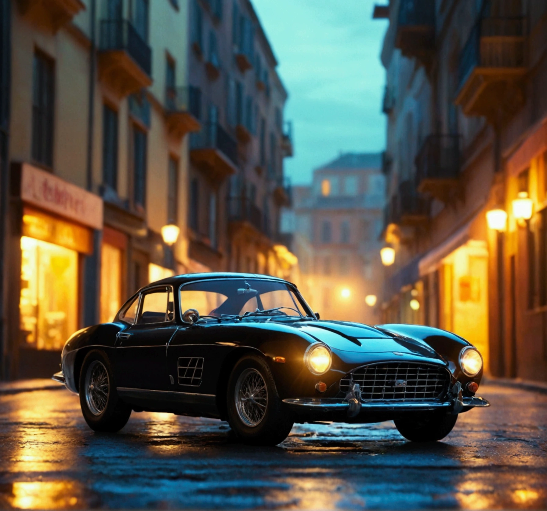 RAW, Masterpiece, Super Fine Photo,, Best Quality, Ultra High Resolution, Photorealistic, Sunlight, Automotive, Incredibly Beautiful, caarroclassico, black, highly detailed background, detailed car, intricately detailed busy background, exquisite, gorgeous, milky, highly detailed metal, realistic detail, visible leather, sharp focus, volumetric mist, 8k uhd, dslr, high quality, film grain, dark metal, photorealism, lomography, ht photo, classic sports car, developed city, translucent , realistic, Super Detail, Physically Based Rendering, copulation OK, (Sharp focus1.2), 64kMasterpiece, UHD, 64K, ofessional photo , absurdres, highres, (official art, beautiful and aesthetic:1.2), with a perfectly balanced cinematic lighting, expanse, best quality, highres, 64k, UH retina, super detail, award winning, octane render, HDR, (perfectly proportions)(photos realistic)(Best Quality) (Detailed) photographed with Angenieux, 45-135mm EZ-1 Zoom T3.0, Full-Frame lens, in full-frame/VistaVision. lens, (64K) ultrrealistic landscape composition (Wallpaper) (Vivid Cinematic lighting) the lighting have to be professionally done to create the best possible image as an award wining photography.