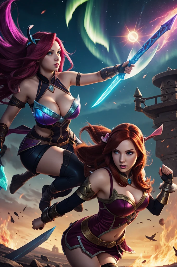 A League of Legends image of Miss Fortune Warrior Bunny touching Aurora Warrior Bunny's ear
