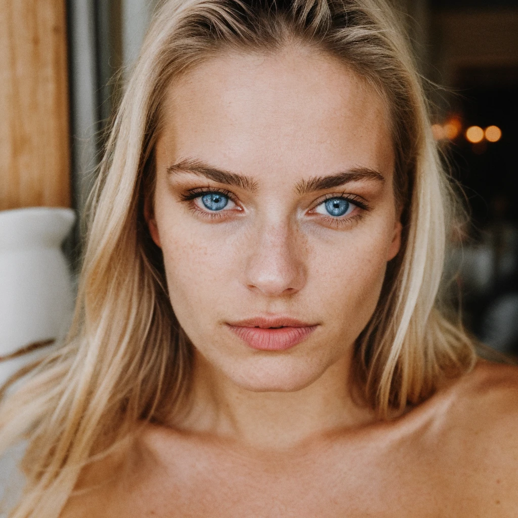 Photograph, photo of a beautiful woman, Selfie, haut du corps, bare, porter un sweat à capuche, inside a restaurant, (nuit), joyeux, blissful, blond hair, blue eye, finlandais, regarder le spectateur, Texture de la peau, grain photo, toe, bysty, amoutanteth, Photo brute