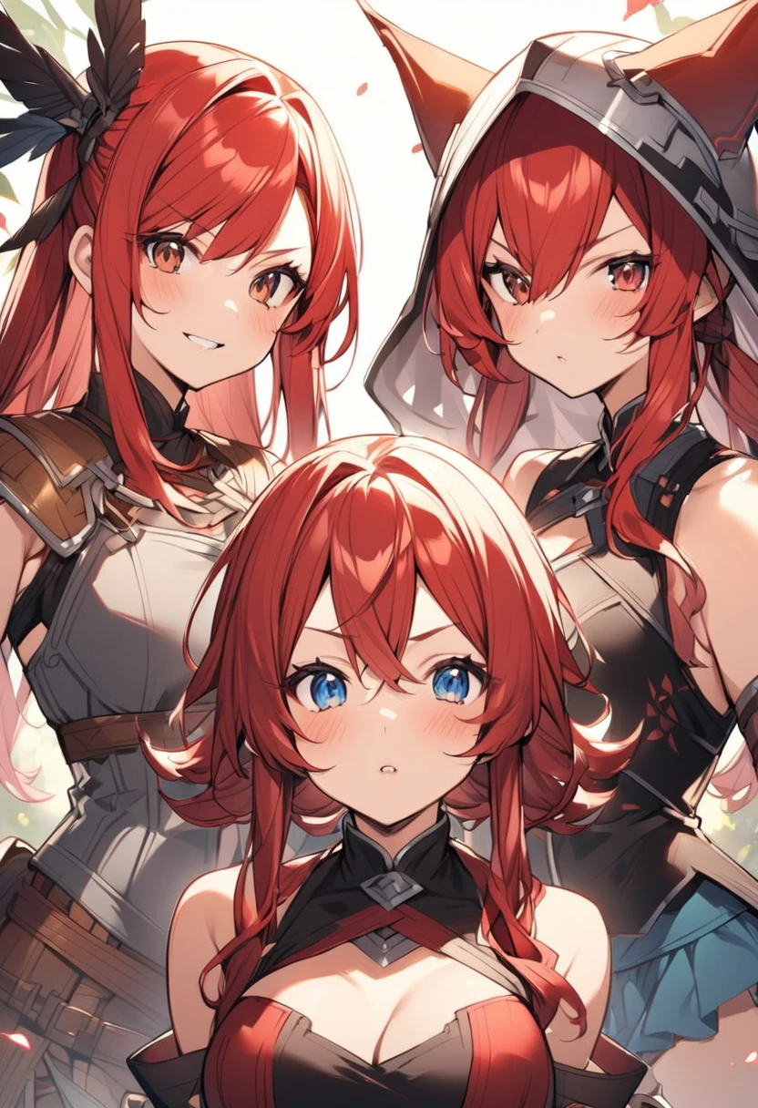 Beautiful girls、Fantasy、costume warrior、Red hair