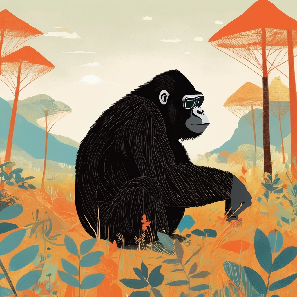 gorilla-like , sweet,art by Sophie Roach , art by Jon Klassen , art by Michael Cho , art by Sophie Roach、sunglasses,campimg