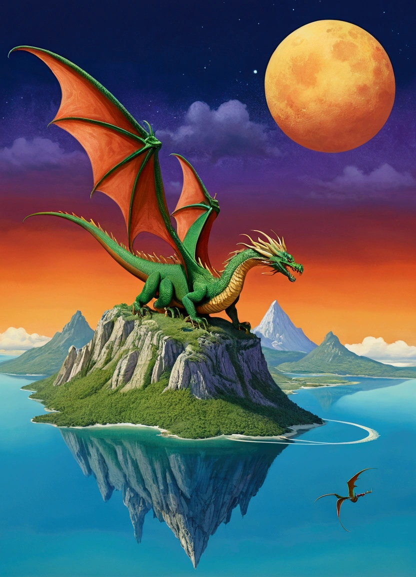 there is a cartoon of a dragon flying over a mountain, rendering, inspired by Roger Dean, colorful illustration, serpent, Which of Caríbdis, digital painting of greek myth, serpent do mare, inspired by Philipp Veit, hidra, Pintura digital de Quetzalcoatl, inspired by Nassos Daphnis, greek fantasy landscape, paisagem lovecraftiana