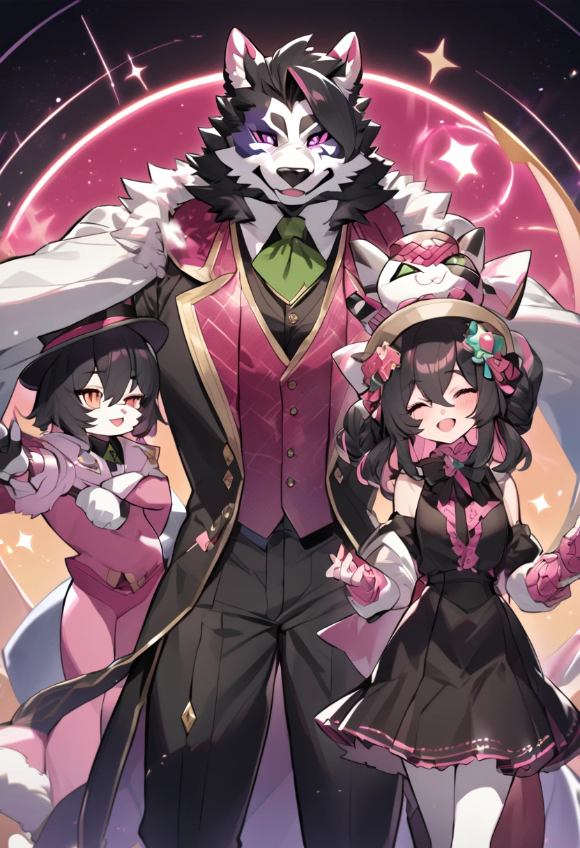 Furry Robot Black hair Pink fur  Big brother doting Magician