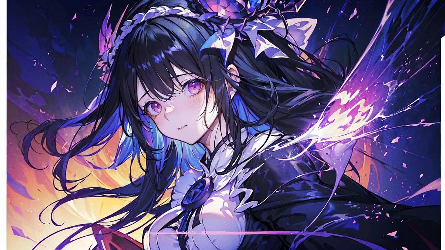 (Super detailed)),((illustration)),((masterpiece)),(((need))),((fine、Highest quality CG Unity 8K wallpapers,masterpiece),((4K,masterpiece,best quality)),anime girl with long black hair and a crown on her head, high detailed official artwork, ayaka genshin impact, detailed key anime art, black - haired mage, hestia, noire, extremely detailed artgerm, fate grand order, cushart krenz key art feminine, shalltear bloodfallen, portrait knights of zodiac girl, anime goddess