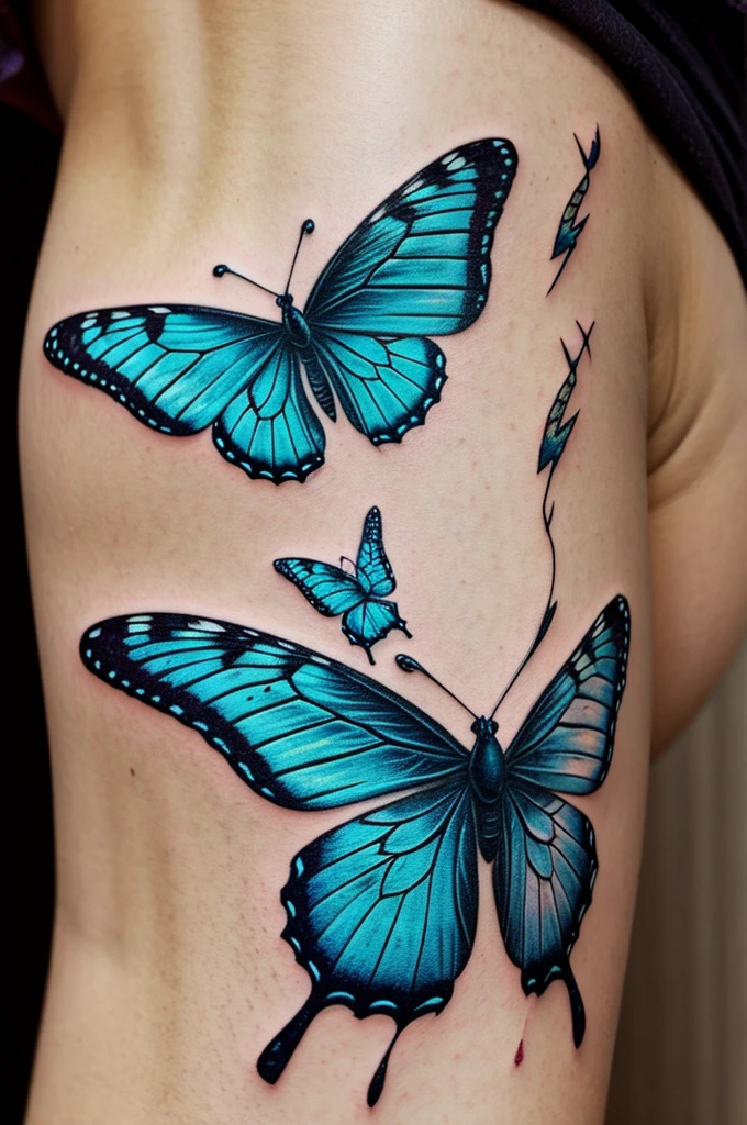 Butterfly struck by lightning tattoo