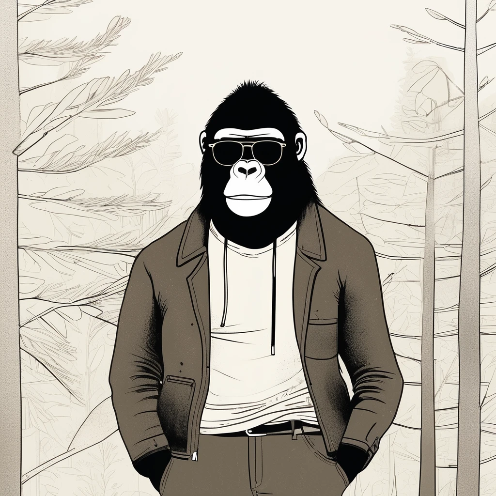 gorilla-like , sweet,art by Sophie Roach , art by Jon Klassen , art by Michael Cho , art by Sophie Roach、sunglasses,campimg,smoking