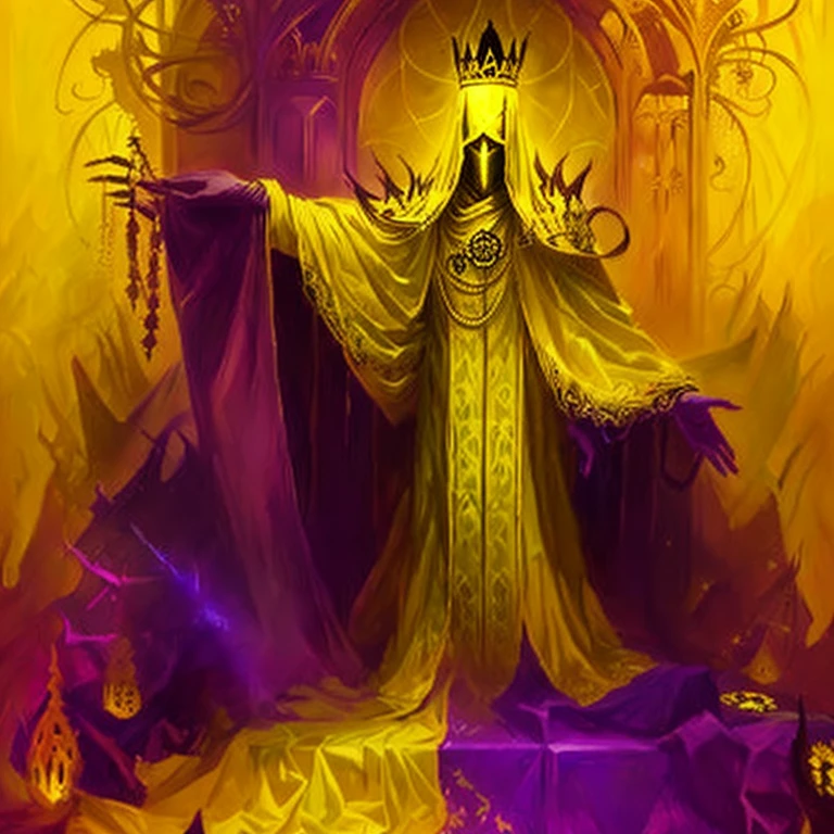 a painting of hastur the king in yellow, yellow-robed, king in yellow, hastur the king in yellow, , portrait of hastur the king in yellow, the king in yellow, 