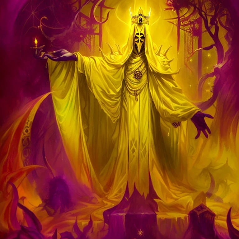 a painting of hastur the king in yellow, yellow-robed, king in yellow, hastur the king in yellow, , portrait of hastur the king in yellow, the king in yellow, 