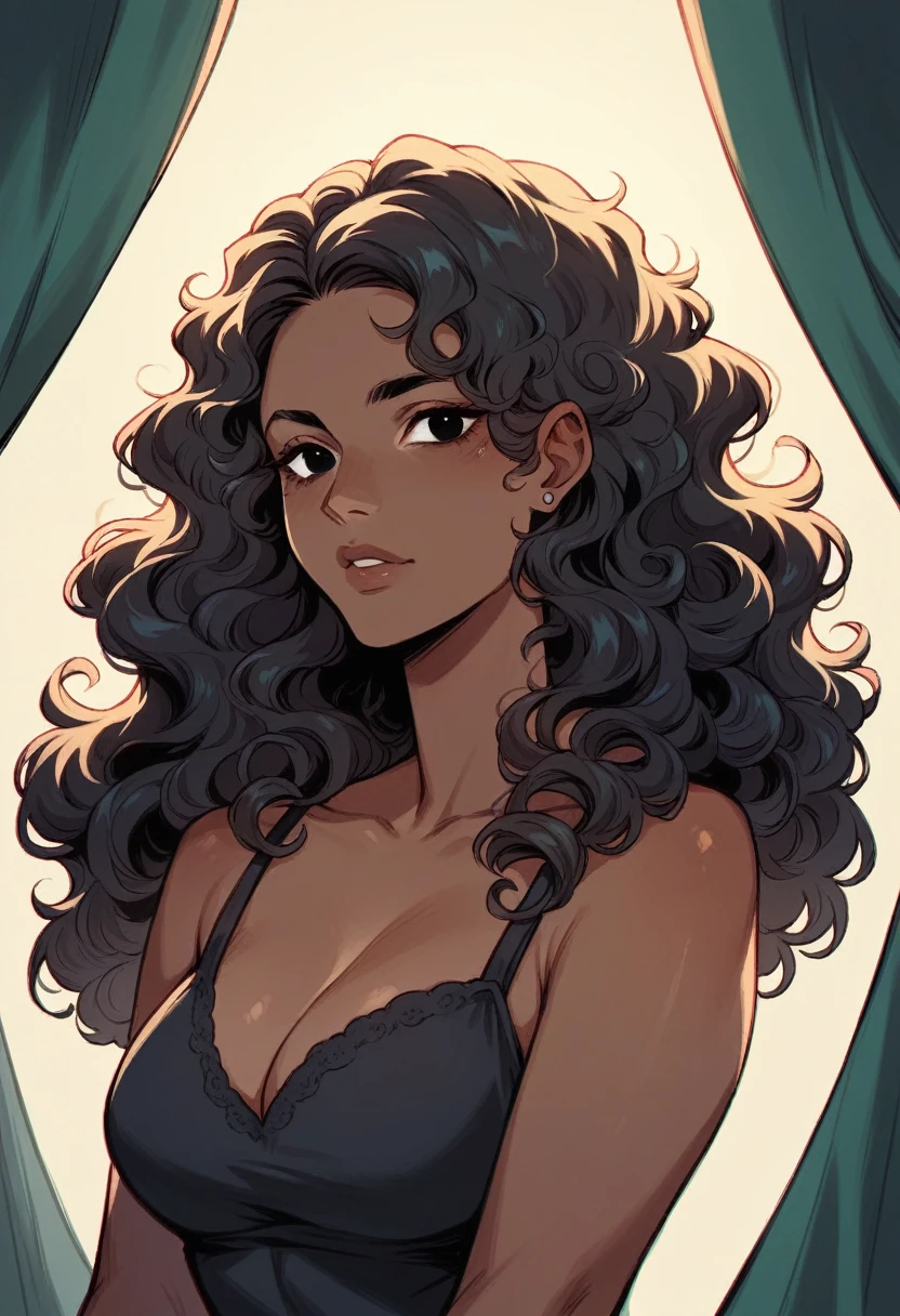 34 year old black woman with extraordinary curves , black eyes, curly hair