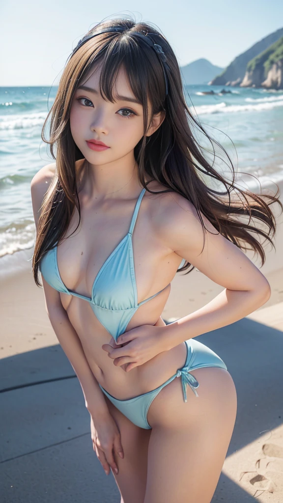 ((Sandy beach with clean sea:1.2, 複数のbeautiful girl達が水着姿を披露:1.3)), (Petite and slender body line)、(Big beautiful breasts:1.3, Fascinating cleavage:1.3、Beautifully shaped side boob)、Thin thighs、(sexy Charming small beautiful butt:1.2), (Narrow waist), (Detailed eyes and face:1.2, Professional photography techniques)、(Perfect Anatomy)、(Gaze at the viewer、beautiful girl、:1.6、Very sexy look:1.2、blush:1.2)、(Highest quality、Highest quality、Masterpiece、Ultra high definition、Reality:1.3)、(Detailed hands:1:1, Anatomically correct hand:1.1、Beautiful little hands of a girl:1.3)、(Bold Pose)、(Smooth, straight, beautiful hair、Hair blowing in the wind:1.3)、(Uniquely designed swimsuit:1.3)、Sexy side bangs、((Pose with a slouch))