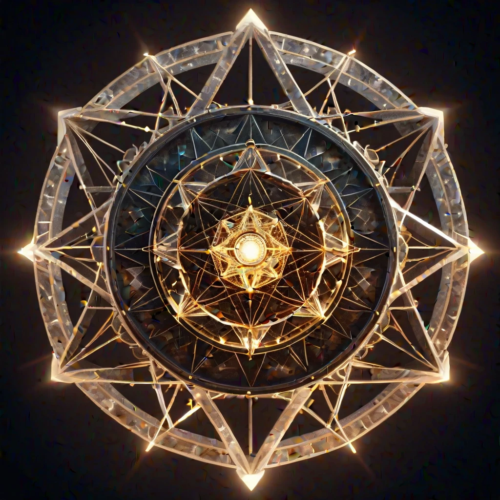 Eye of Truth,Transfiguration Wheel, Represents the sacred geometry of the icosahedron, 4K, Cinematic, Volumetric lighting, Magic