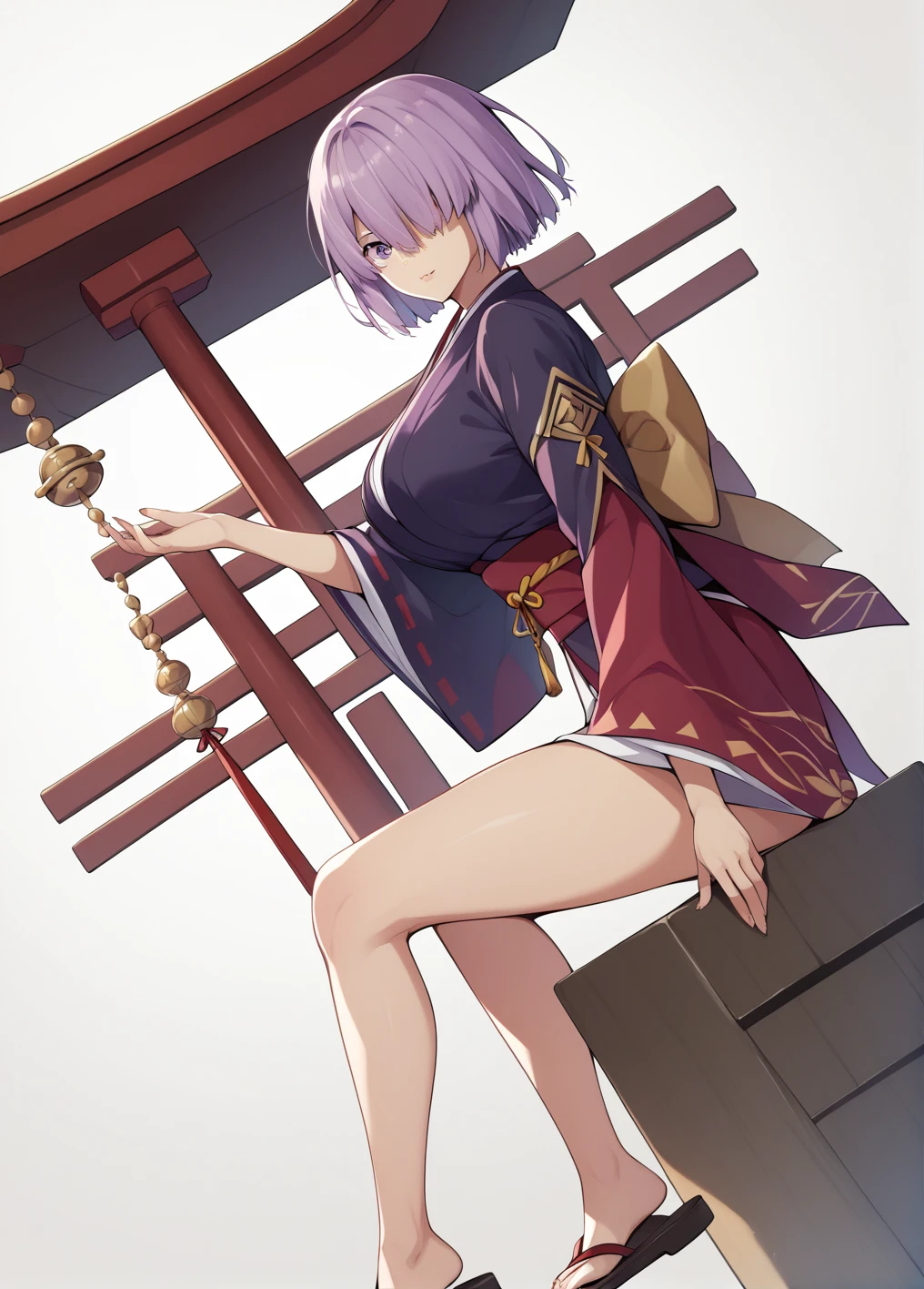 flat chests, nsfw, masterpiece, 1 girl, erect nipples, intricately detailed, topless, navel, bare shoulders, necklace, purple hair, bob cut, purple skirt, waist pouch, magic staff, extremely detailed, photorealistic, octane render, 8 k, unreal engine, bare breasts, puffy nipples, blue eyes, extending hand, fantasy, enchanted, dynamic pose, bare stomach, sweaty, child, small breasts, flat chest, arm strap, full body, outdoors, bangs between eyes, hair ornament, sarong, long skirt, covered legs, night