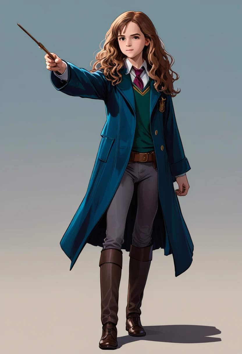 hermione granger, solo, pointing wand, full body