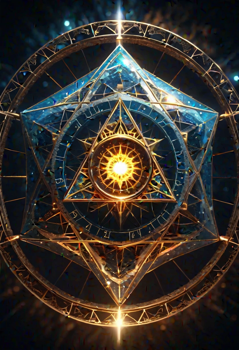 Eye of Truth,Transfiguration Wheel, Represents the sacred geometry of the icosahedron, 4K, Cinematic, Volumetric lighting, Magic