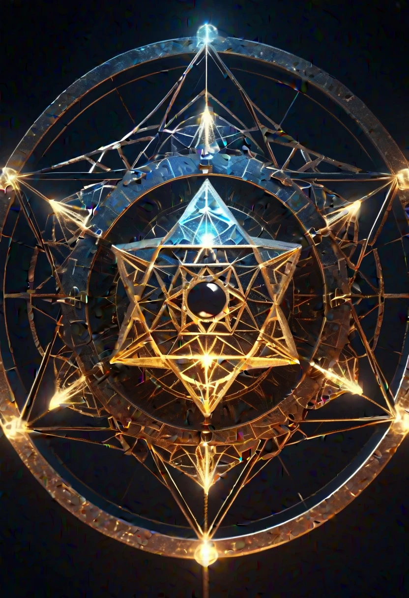 Eye of Truth,Transfiguration Wheel, Represents the sacred geometry of the icosahedron, 4K, Cinematic, Volumetric lighting, Magic