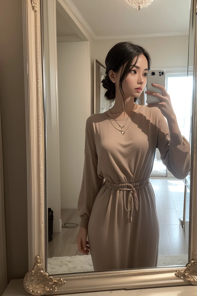 Person taking photo in mirror ,very realism and high quality