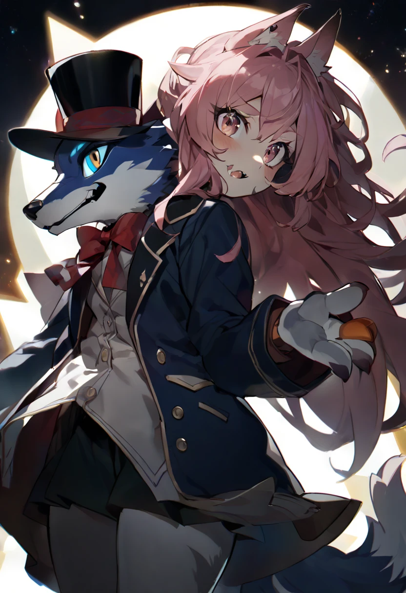 Furry Robot Pink hair Long hair Girl  Magician Wolf 