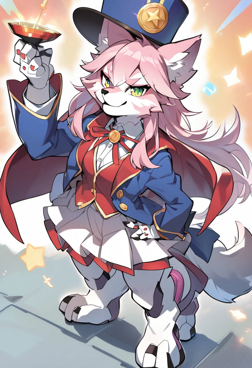 Furry Robot Pink hair Long hair Girl  Magician Wolf 