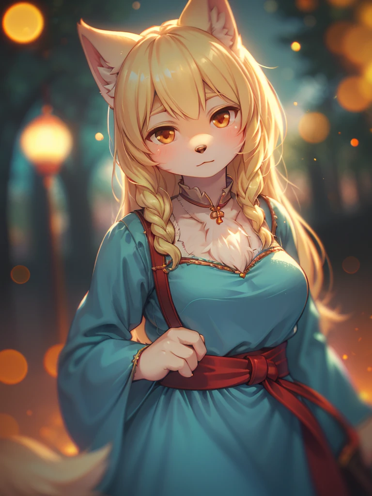 (Leica Sumilux f1.4 75mm , low Latitude old color negative film , cross process , bokeh, flare, chromatic aberration , soft focus, (Shallow focus) , soft glow , Maximum aperture, High Key , Transparent depiction) , blond Mature wolf Woman , in the twilight haunted Mansion