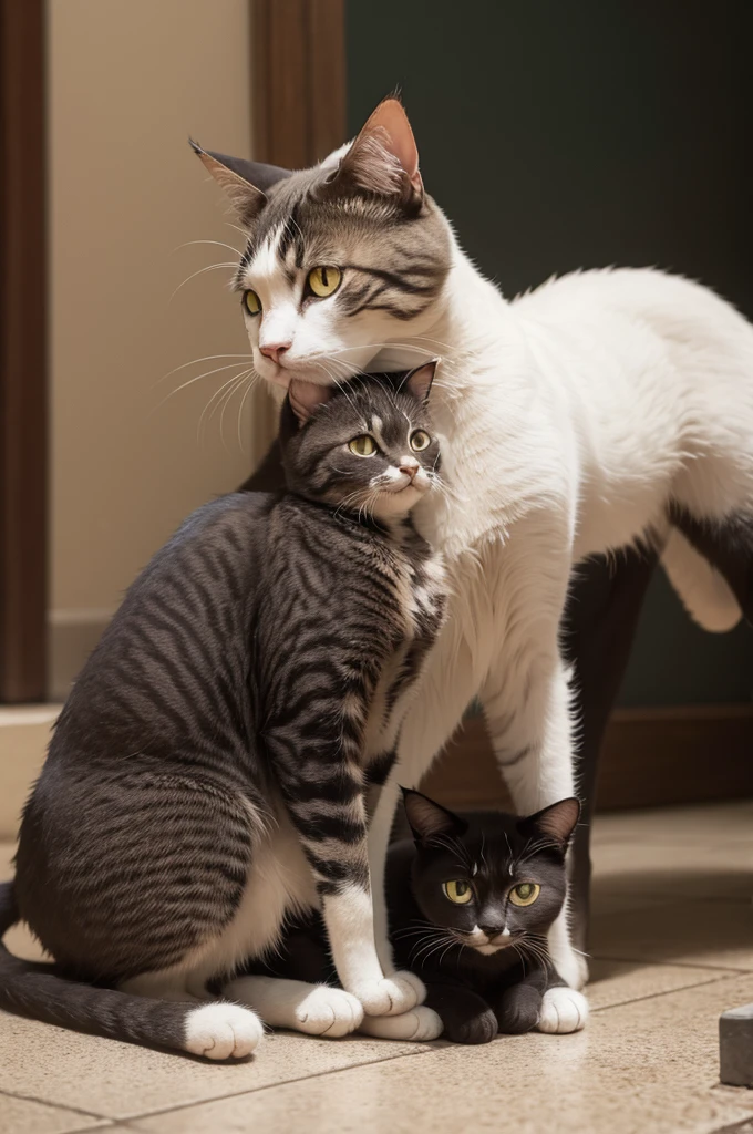 A cat with its mother