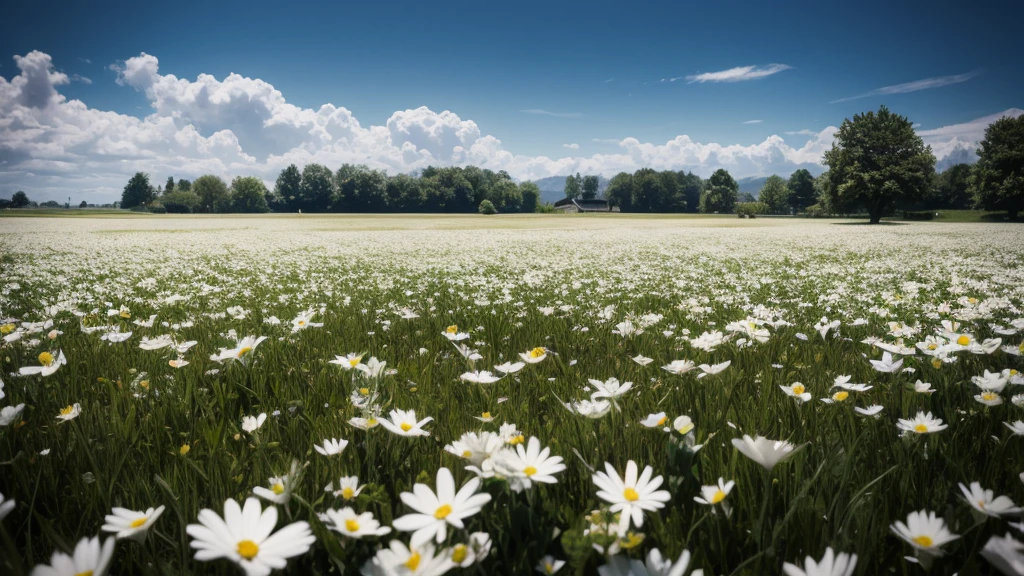 masterpiece , best quality ,daytime, field , White flower , realistic,