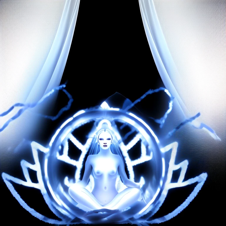 a white background with a black and white logo and a person sitting in a lotus, transcendental, transcendent, translucence, transmetal, transcendence, transgressive art, transcendance, translucid, transmetal ii, transhumanist, transparent veil, transluscent, transcending to a higher plane, transparent