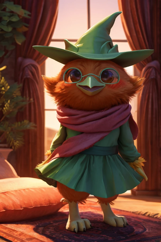 Female,Bird,Torchic background, (cinematic lighting:1.1), (perfect focus:1.1), 8k hd, (detailed eyes:1.2),depth of field, bokeh, subsurface scattering, perfect breasts, wide ,((deltarune ralsei with short skirt showing sexy thighs  , posing sexy)),bright colors, (furry detail:1.3),detailed background, realistic, photorealistic, ultra realistic,in his room with a large bed and many decorations ,realistic, photorealistic ,blushing mischievous smile ,(fluffy:1.3), furry, buff, (realistic fur:1.1), (extreme fur detail:1.2),((light orange fur)),(Black pupil, brown eyes,pixar style eyes)Torchic Tail, 3d pixar legs,sexy body,Taking off her maid's garment, she undresses and poses on her buttocks.