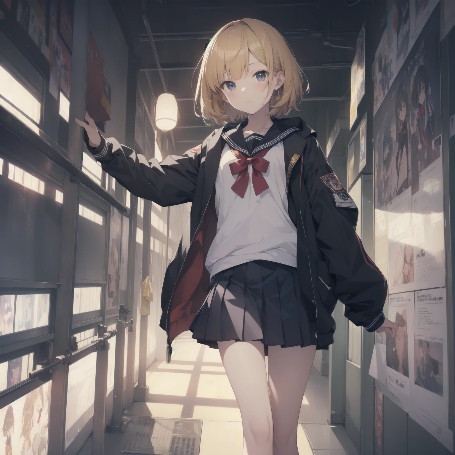ultra-absurdres-Top quality by artist God, ultra-detailed, high resolution, anime moe artstyle, best anime 8k konachan wallpaper, pixiv contest winner, pool:2810, perfect anatomy,break, 1girl, (Please draw a girl walking sleepily to school alone. )break,(Solo,little female, 13-year-old:1.3),Full limbs, complete fingers,a junior high school student, (very short hair), short cut, flat chest, , small butt, small black eyes, beautiful detailed eyes, well-proportioned iris and pupils, expressive eyes, highres detailed hair, soft expression, salor school_uniform, sailor collar, serahuku, bow, pleated skirt,(Detailed Lighting), (Detailed background), in the School commute route. break,super detailed skin, Best cinematic lighting powered by famous artist, 8k,beauty illustration,photoshop_(medium),very aesthetic,break,((artist:tomose_shunsaku )), artist:clamp ,artist:carnelian ,artist:kantoku ,