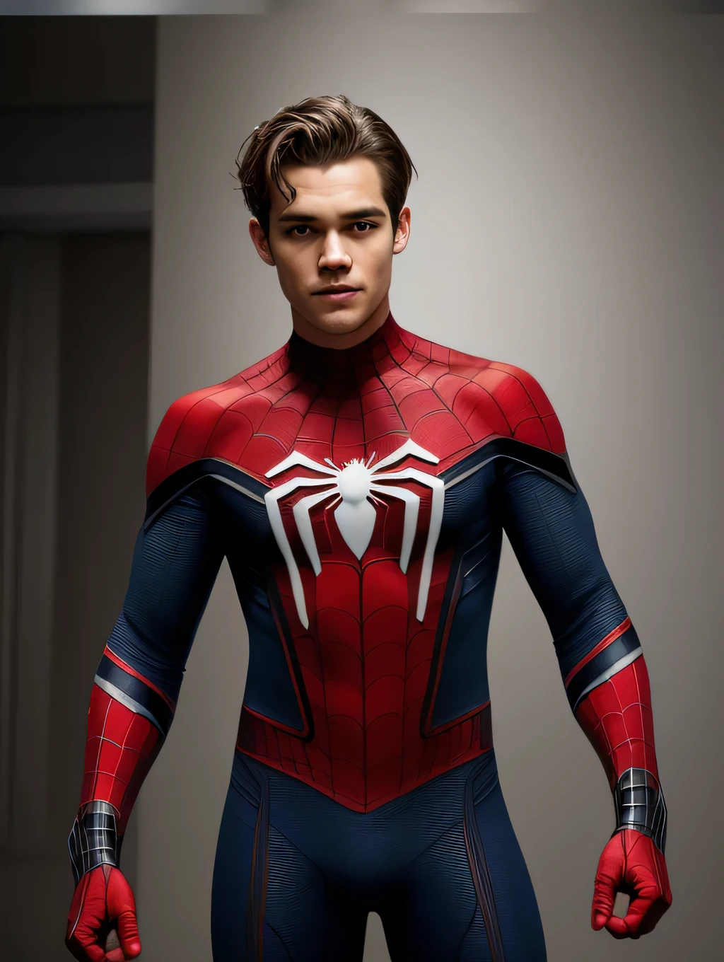 Brenton Thwaites as Spider-Man , realistic character style , realistic art , Spider-Man suit