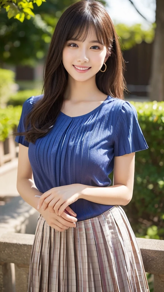 (Highest quality: 1.5), (Realistic: 1.5), (1 person: 1.5), Very detailed, High resolution, 8K,Natural color lips, Cute Smile, Japanese women, 20-year-old girl, Beautiful and elegant features, Perfect and beautiful face, Balanced big eyes, Beautiful and elegant features, Natural double eyelids, Natural Bangs, Beautiful thin nose, Beautiful Skin, Medium Bob Hair , Natural Bangs , Perfect and beautiful face, Slim face and figure, (Looking at the camera with a sweet smile), Bright lighting, Professional Lighting, Forward lighting, Beautiful feet: 1.2, Smooth Skin, Slender body, Slim waistline, slim thin thighs, Cleavage, Detailed clothing, (Short sleeve dress shirt:1.5), (Pleated skirt:1.5), Checkered Pleated Micro Mini Skirt, Short sleeve dress shirt, Ultra HD, Realistic,, Frolic with cats, Playing with cats,Holding a cat, Holding a cat,Pick up the cat, garden,